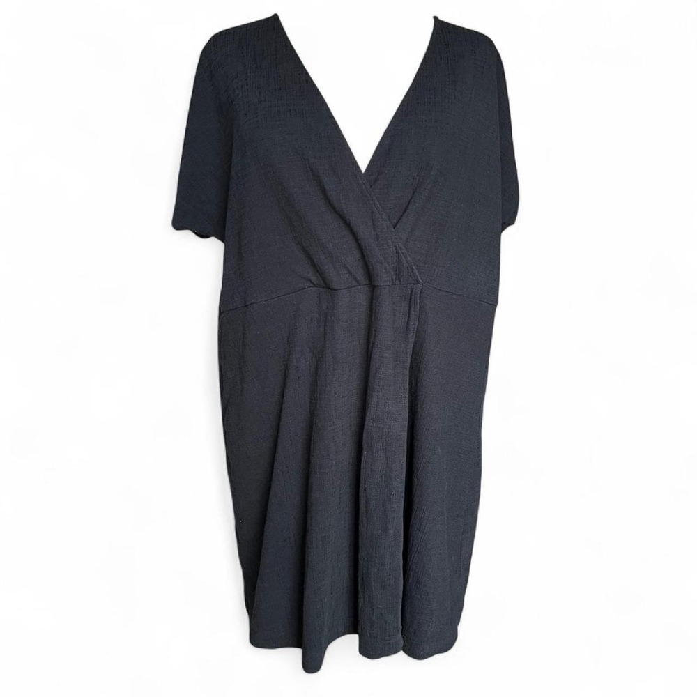 Plus Size Black Madewell Whimsygoth Short Sleeves Wrap Dress 2X